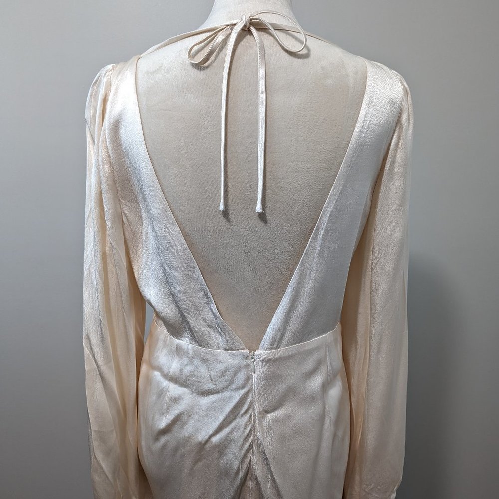 Shona Joy La Lune Balloon Sleeve Backless Midi Dress- Cream - Picture 6 of 15